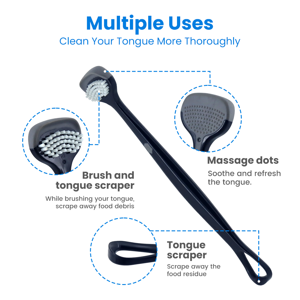 Adult Tongue Scraper with Soft Bristles OEM Private Label Oral Care Manufacturer in China
