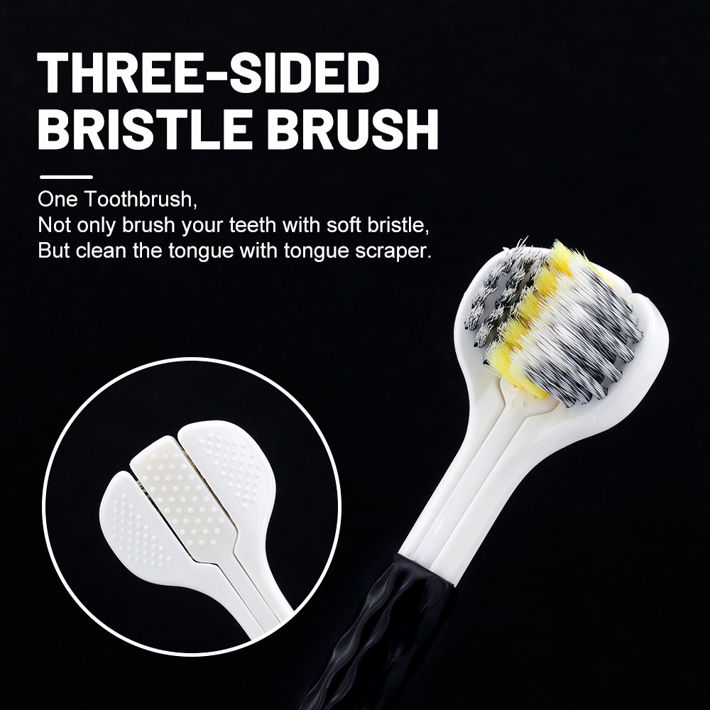 Hot Eco Friendly Cheap 3-Sided Soft Medium Nylon Bristle Handle Plastic Big Tapered Head Toothbrush