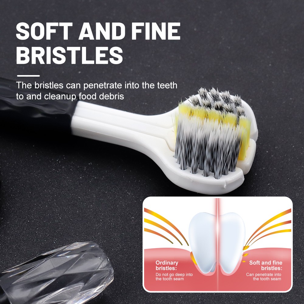 Hot Eco Friendly Cheap 3-Sided Soft Medium Nylon Bristle Handle Plastic Big Tapered Head Toothbrush