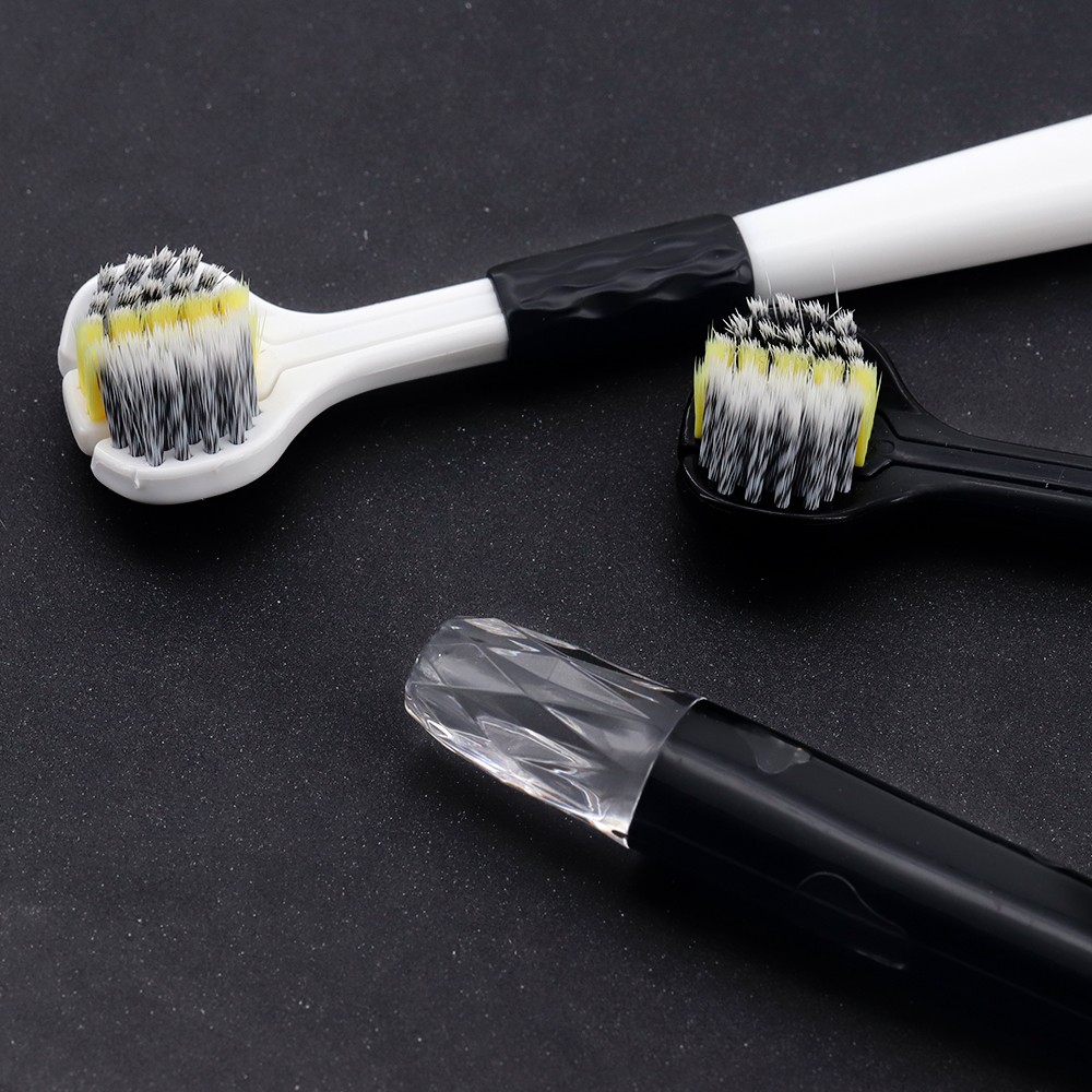 Hot Eco Friendly Cheap 3-Sided Soft Medium Nylon Bristle Handle Plastic Big Tapered Head Toothbrush