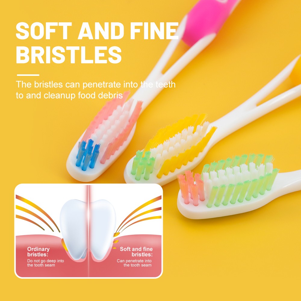 Factory Classic Soft Rubber Plastic 3 Color Adults Manual Toothbrush