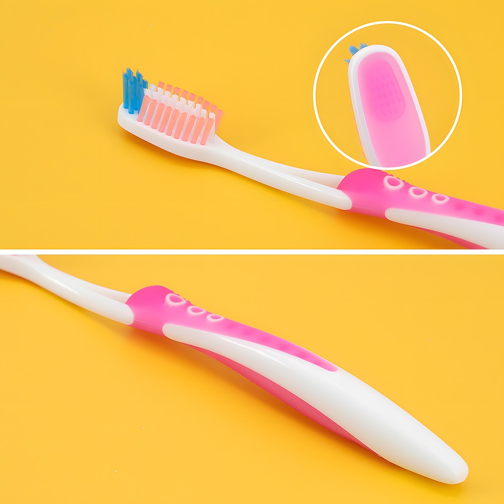 Factory Classic Soft Rubber Plastic 3 Color Adults Manual Toothbrush