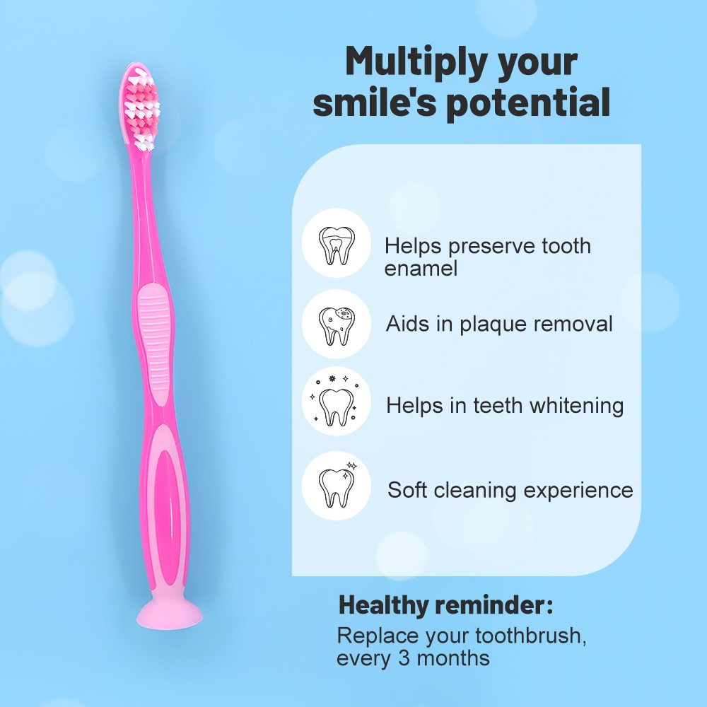 Cartoon Soft Bristle Kids Toothbrush with Suction Cup