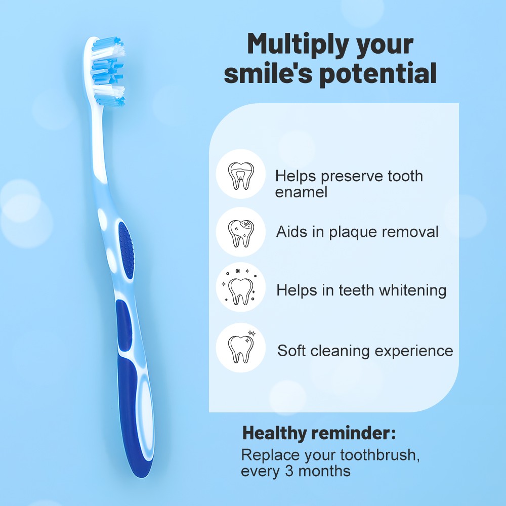 Efficient Cleaning Teeth Adult Manual Plastic Toothbrush