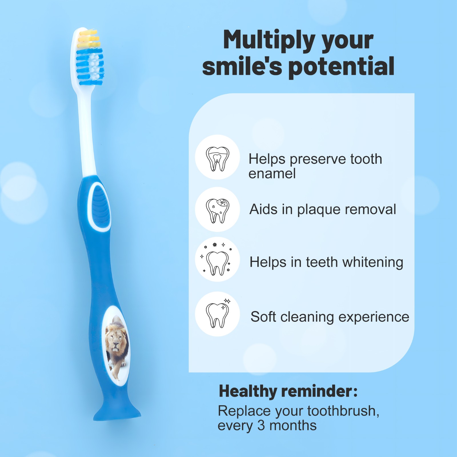 Kid High Quality Manual Toothbrush With Suction Cup