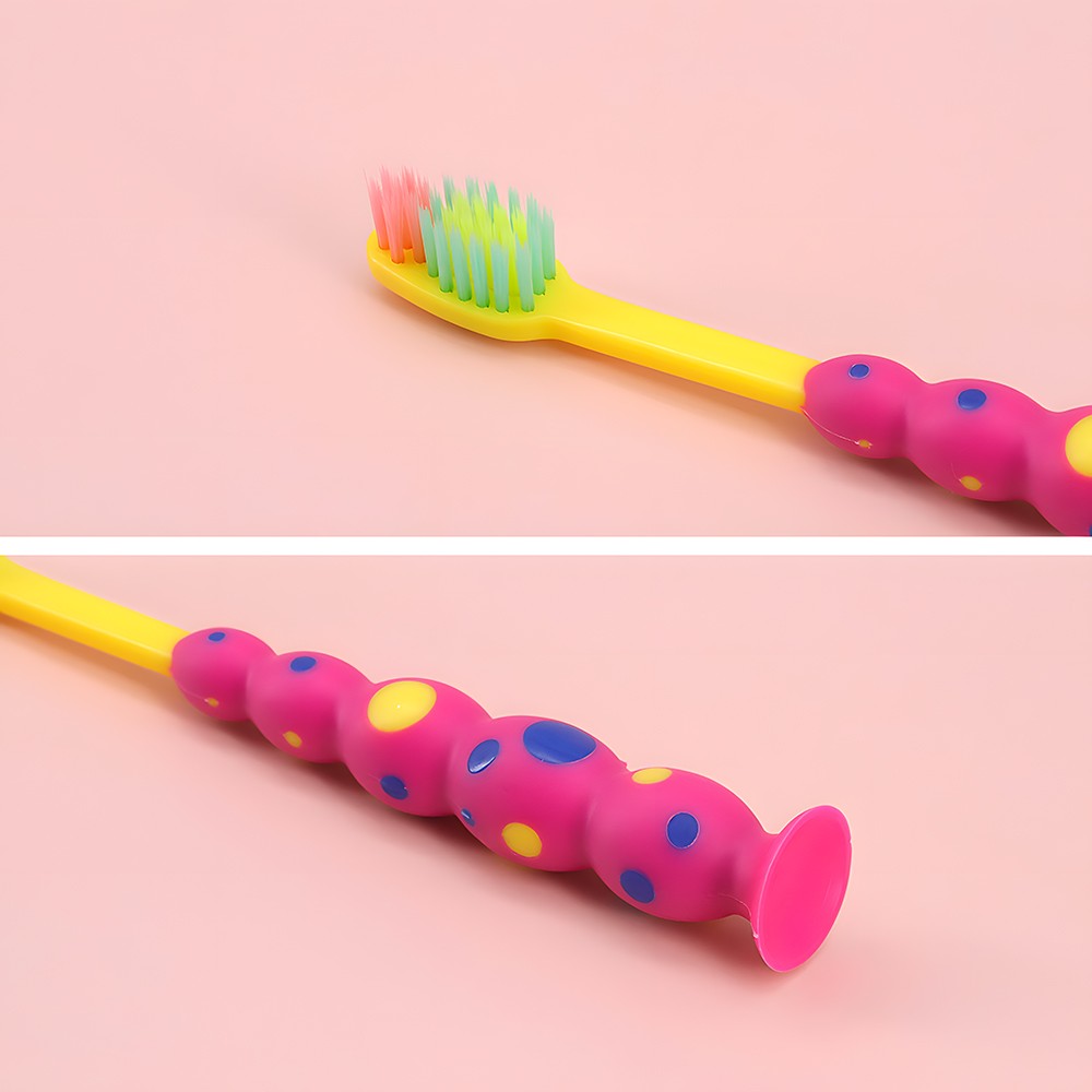 Cucurbit Shape Custom Plastic Baby/ Kids/ Children Toothbrush with Suction Cup