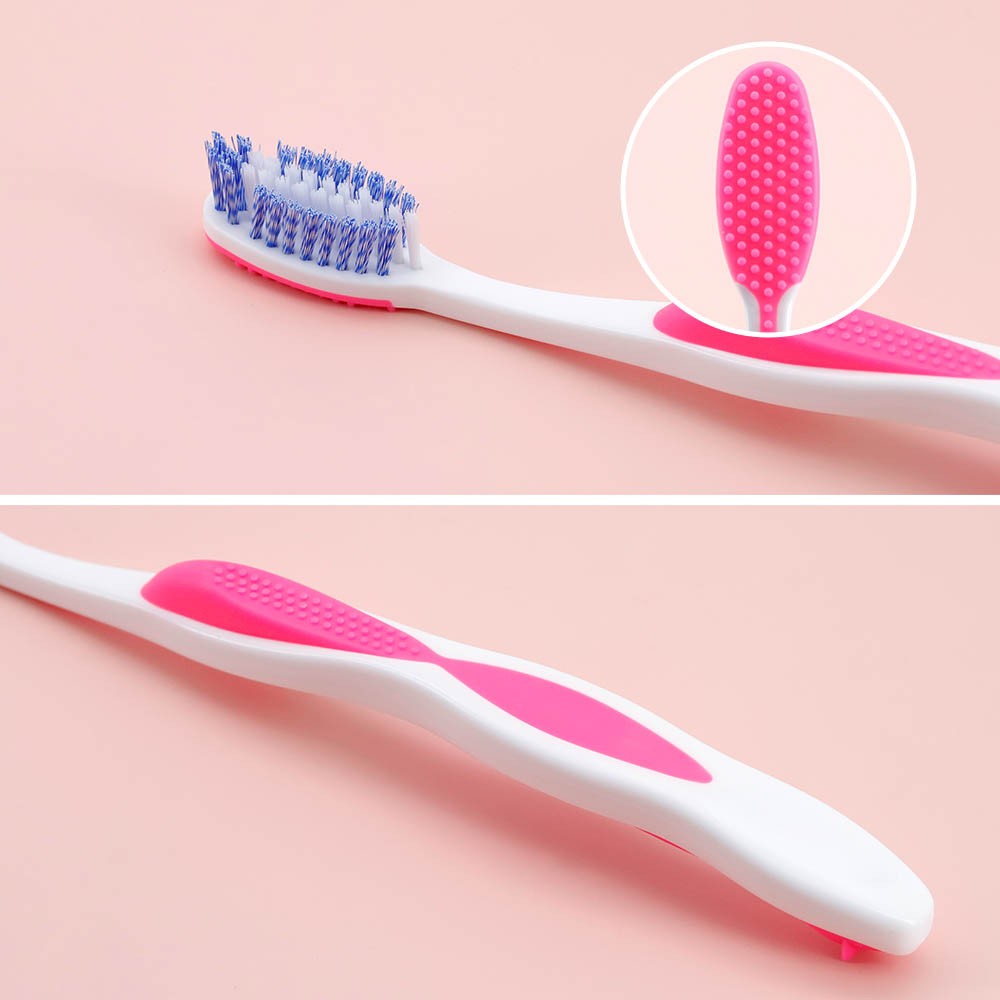 Custom Logo Soft Nylon Bristle and Rubber Handle Adult Toothbrush for Home Use