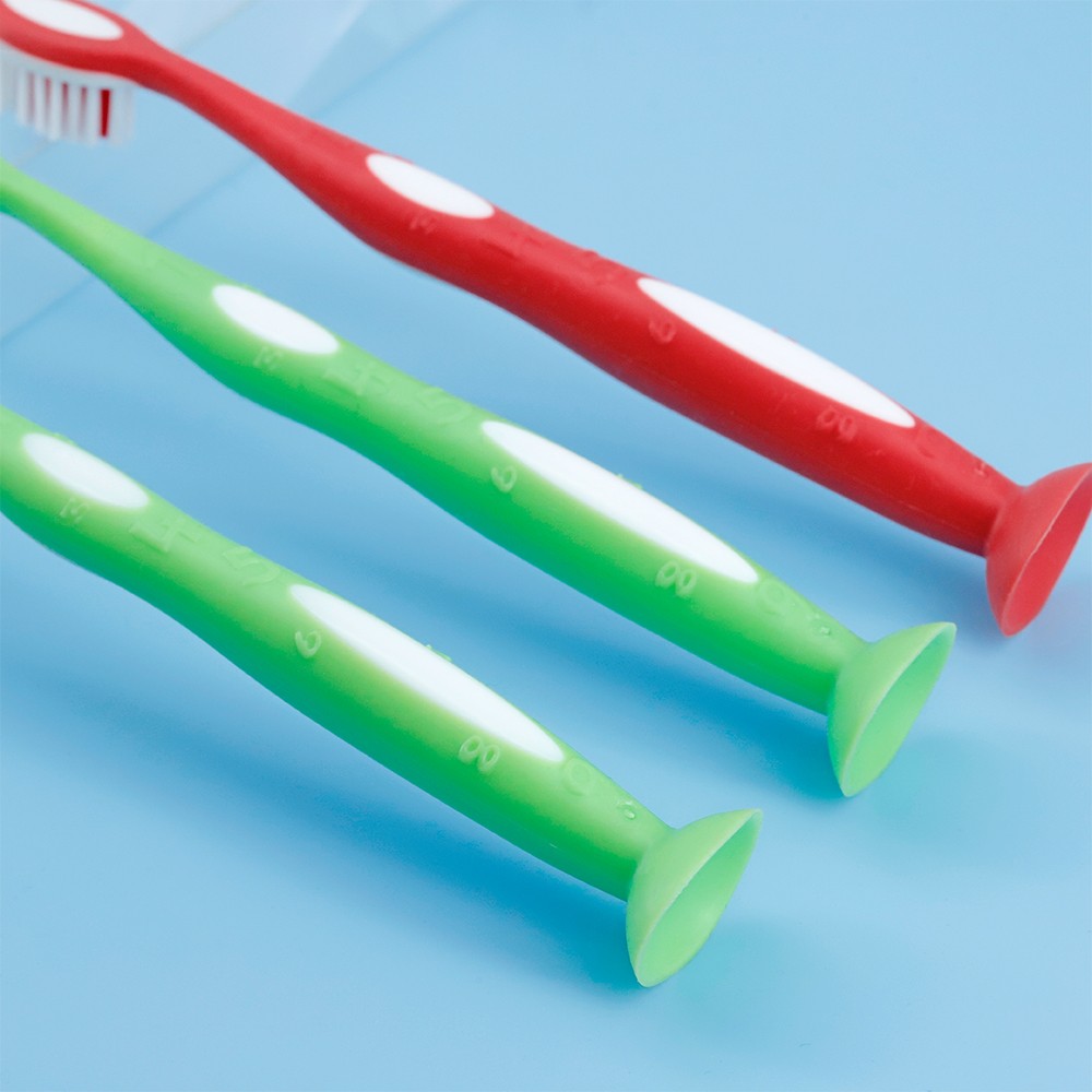 OEM Long Handle with Suction Cup Cartoon Soft Bristles Kids Toothbrush