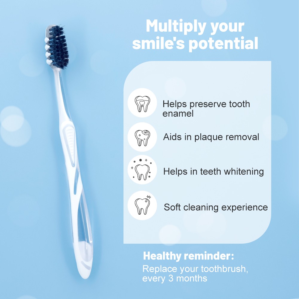 Transparent Handle Manual Toothbrush For Adult