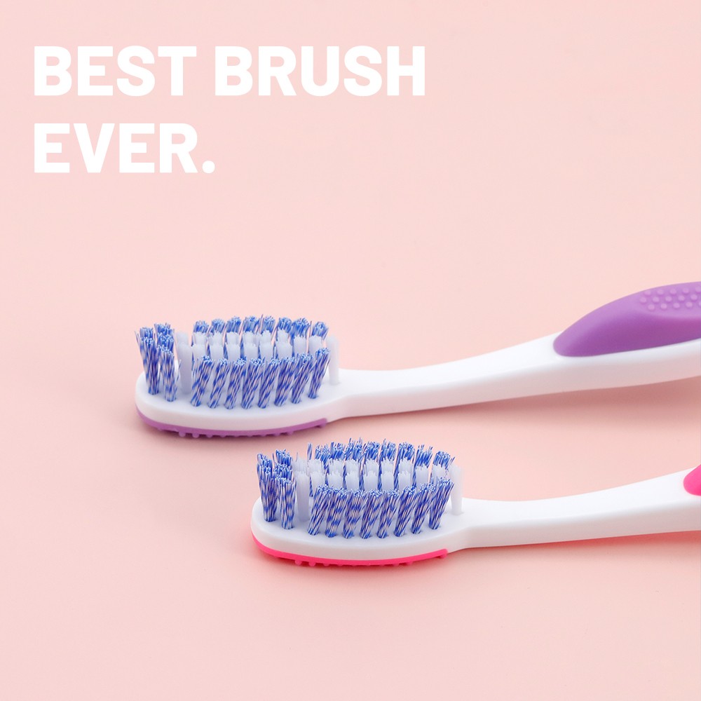 Custom Logo Soft Nylon Bristle and Rubber Handle Adult Toothbrush for Home Use