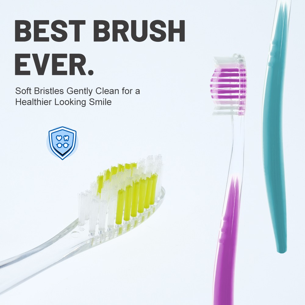 High Quality Crystal Transparent Handle Toothbrush Custom Logo Oral Care Manual Adult Toothbrush