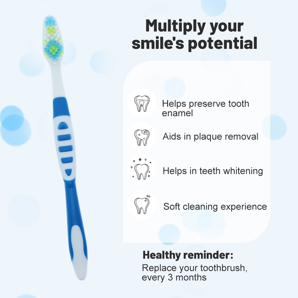 Adult Soft Bristles Plastic+ Rubber Toothbrush for Home Use