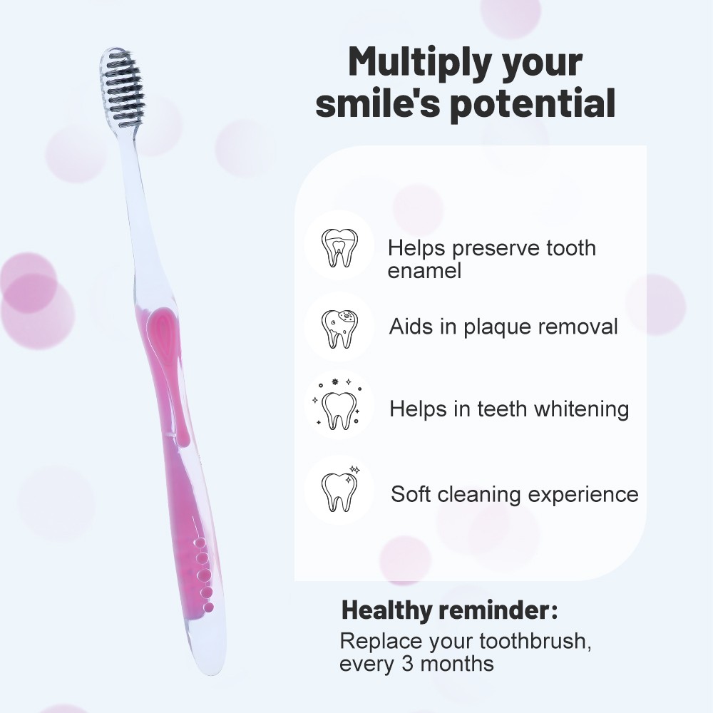 OEM Charcoal Bristles Simple Flat Biodegradable Handle Personalized Toothbrush