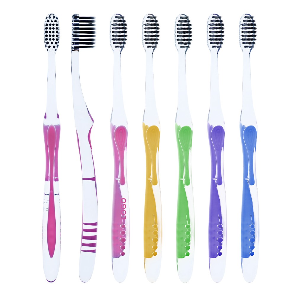 OEM Charcoal Bristles Simple Flat Biodegradable Handle Personalized Toothbrush