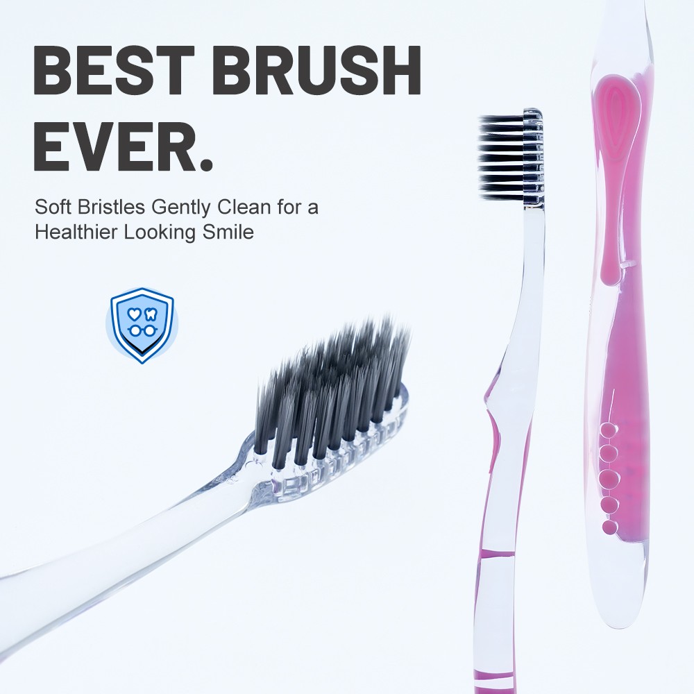 OEM Charcoal Bristles Simple Flat Biodegradable Handle Personalized Toothbrush