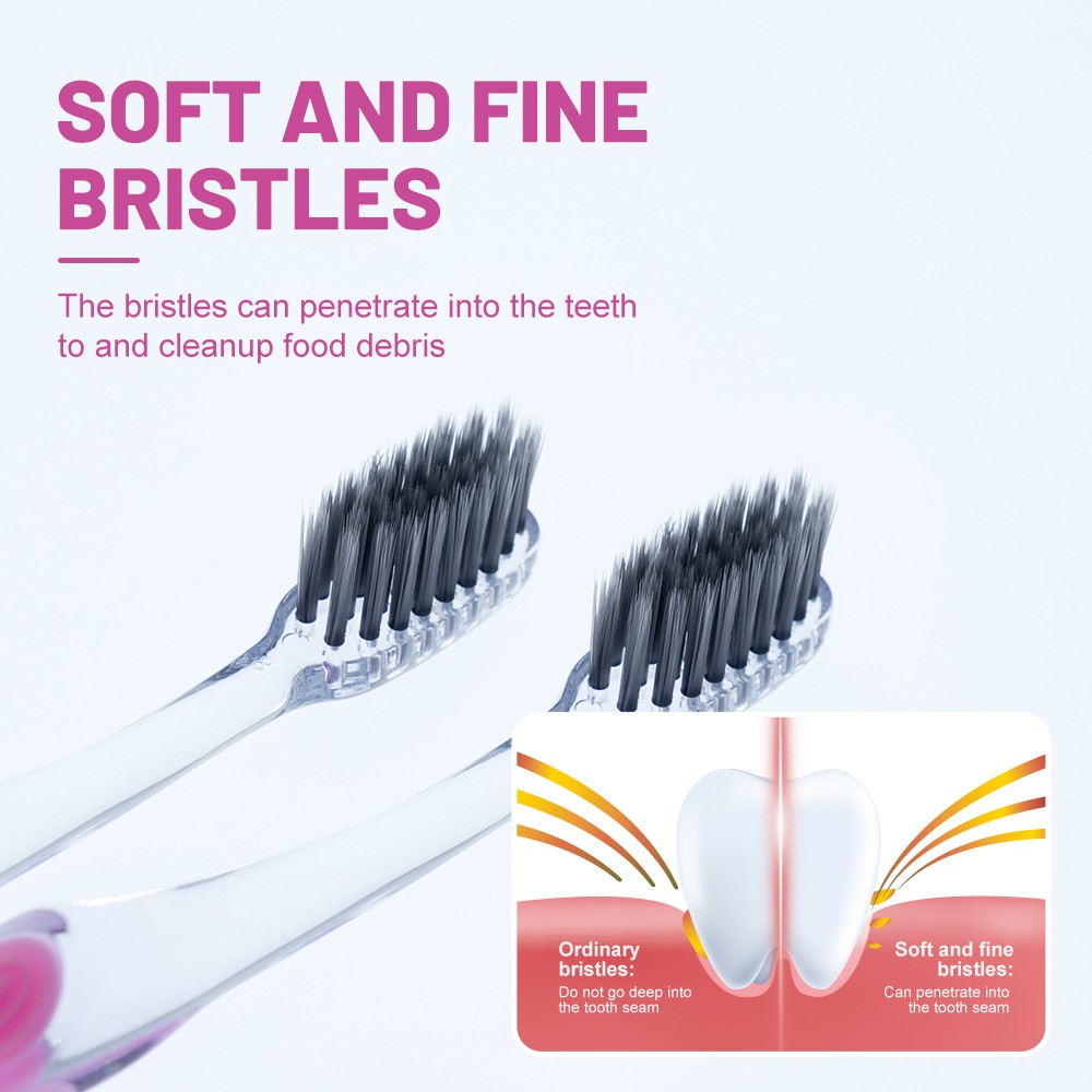 OEM Charcoal Bristles Simple Flat Biodegradable Handle Personalized Toothbrush