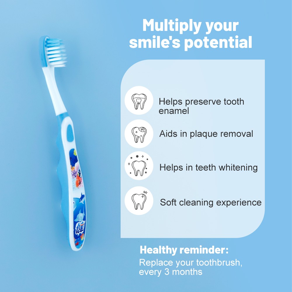 OEM Standard Material Cute Packing Child Care Deep Clean Soft Bristle Toothbrush