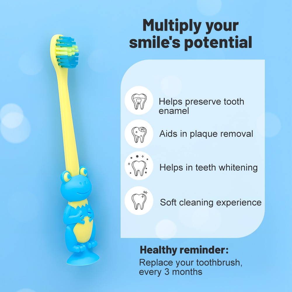 High Quality Household Soft Bristles Plastic Toothbrush Cartoon Frog Handle Kids Toothbrush