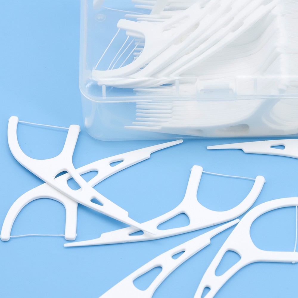 Disposable Bamboo Dental Floss Picks - Hygienic Teeth Cleaning for Travel & Office