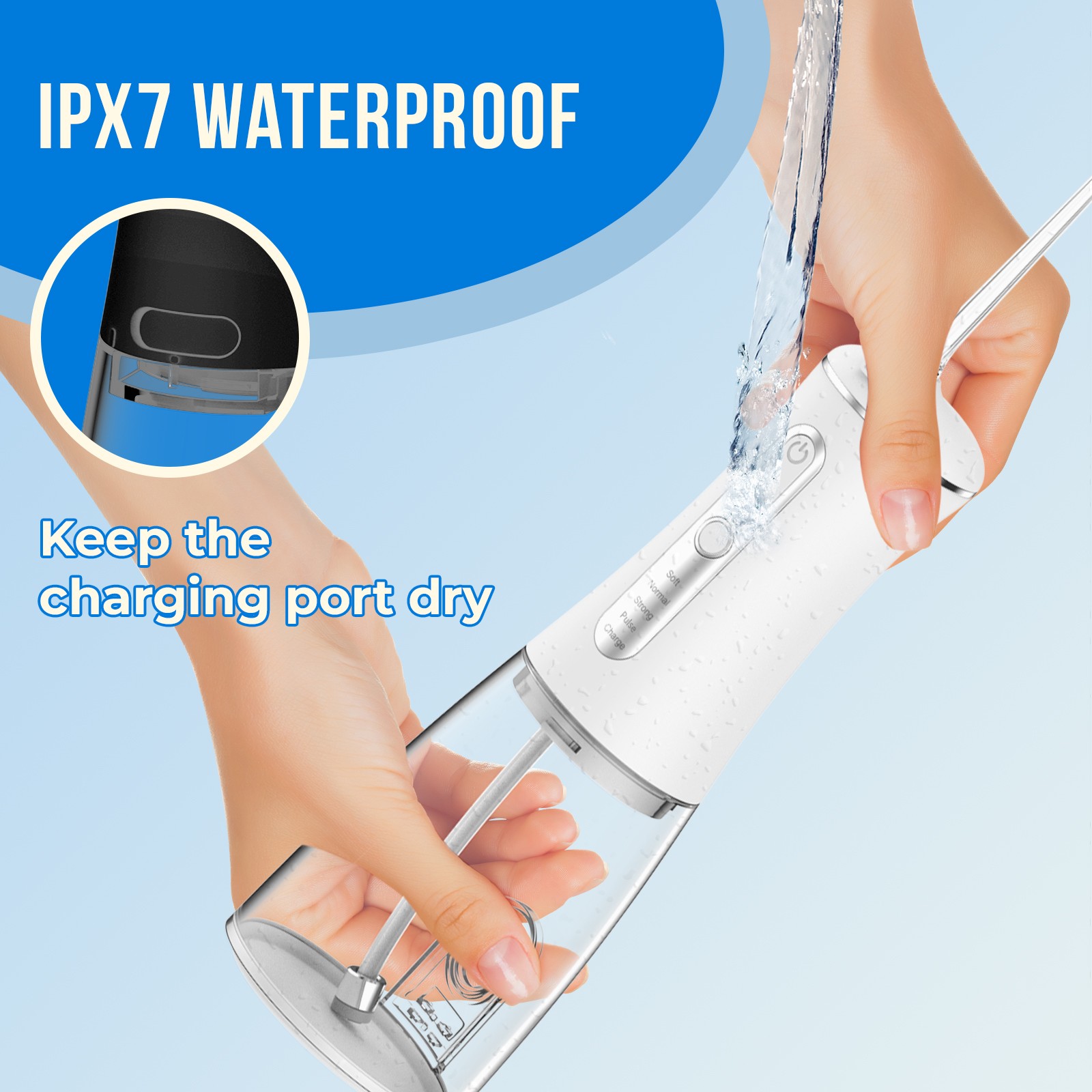 300ml Dental Water Flosser 4 Nozzles 4 Modes Rechargeable Oral Irrigator