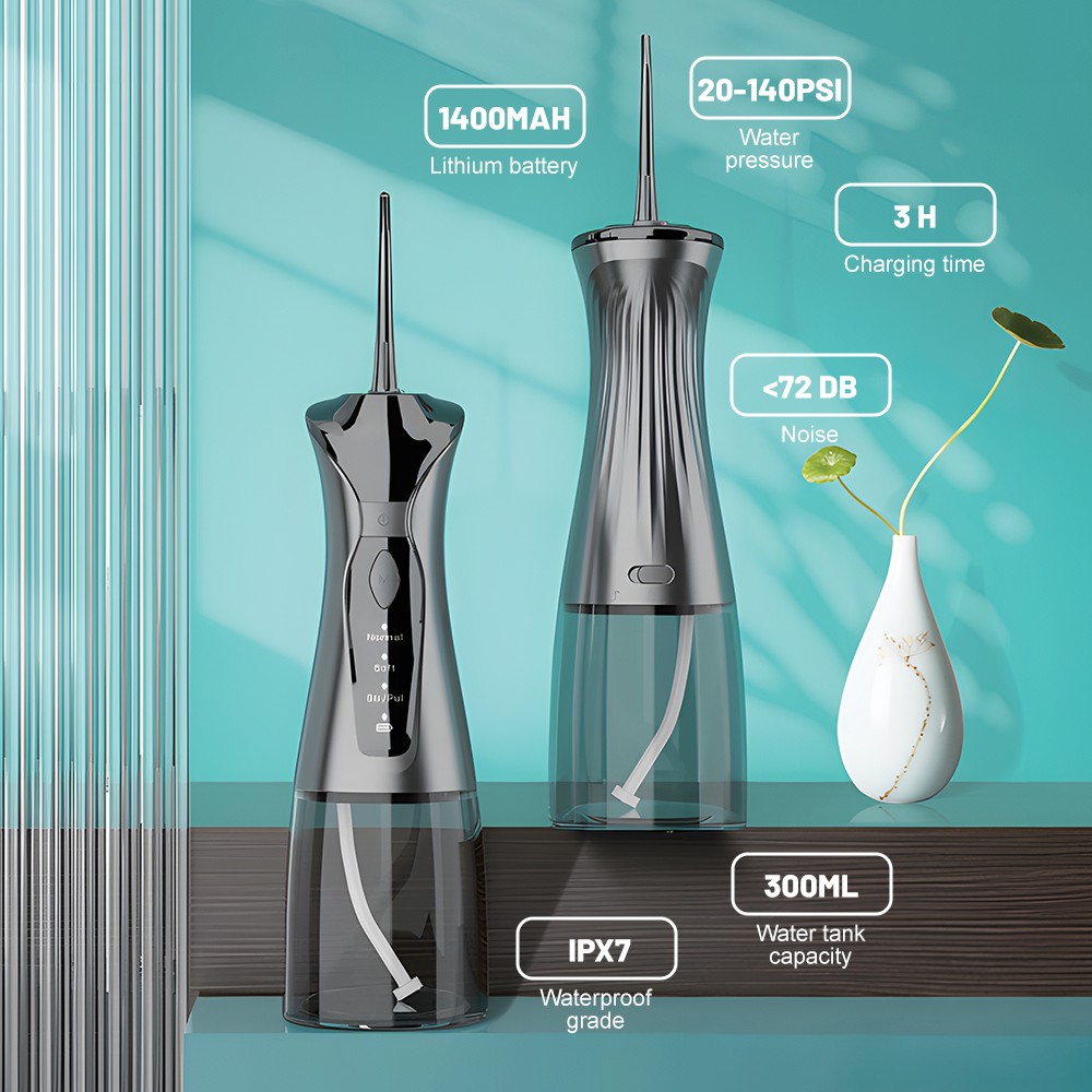 Waterproof Ipx7 Rechargeable Dental Jet Cordless Electric Oral Irrigator Teeth Cleaning Water Flosser