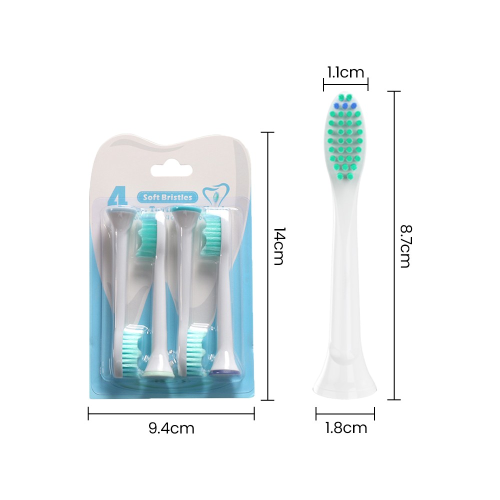 Sonic Replacement Heads Pack of 4 Brushes Advanced Bristle Soft DuPont Nylon