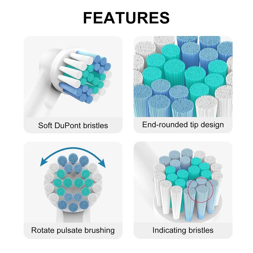 Total Power Replacement Brush Heads, 4 Count (Fits Most Oral-B Electric Toothbrushes)