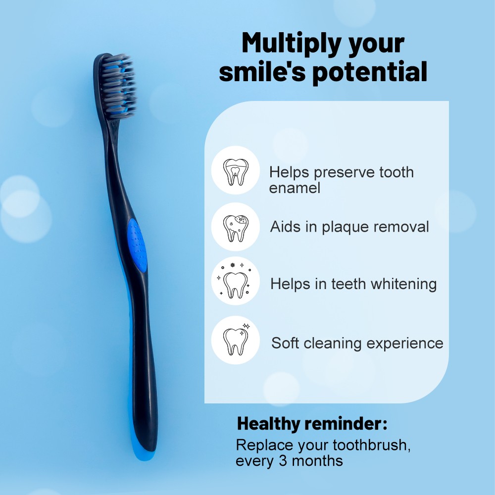 Extra Clean OEM Tooth Whitening Manual Adult Toothbrush with Tongue Cleaner