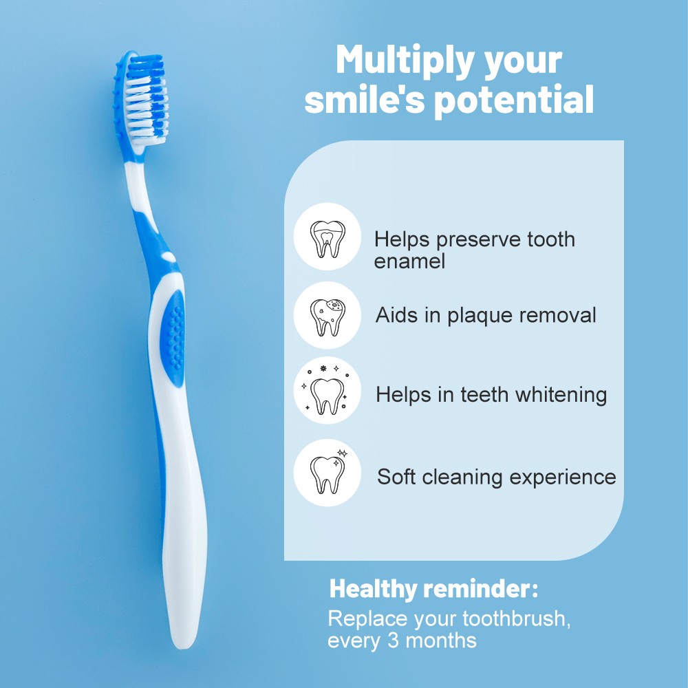 Wholesale Factory Adult Nylon Toothbrush with Soft Bristles & Plastic Handle