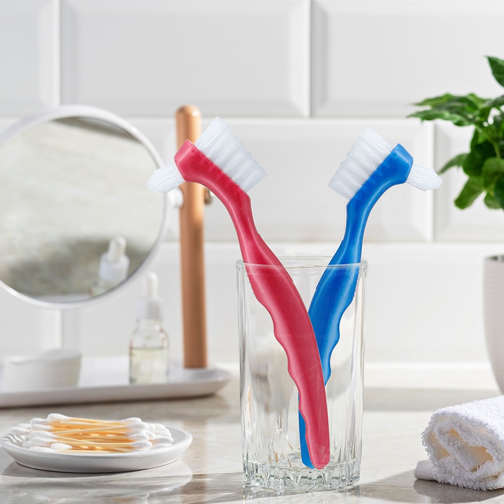 Double Sided False Teeth Brush/Orthodontic Toothbrush/ Dental Denture Oral Hygiene Toothbrush