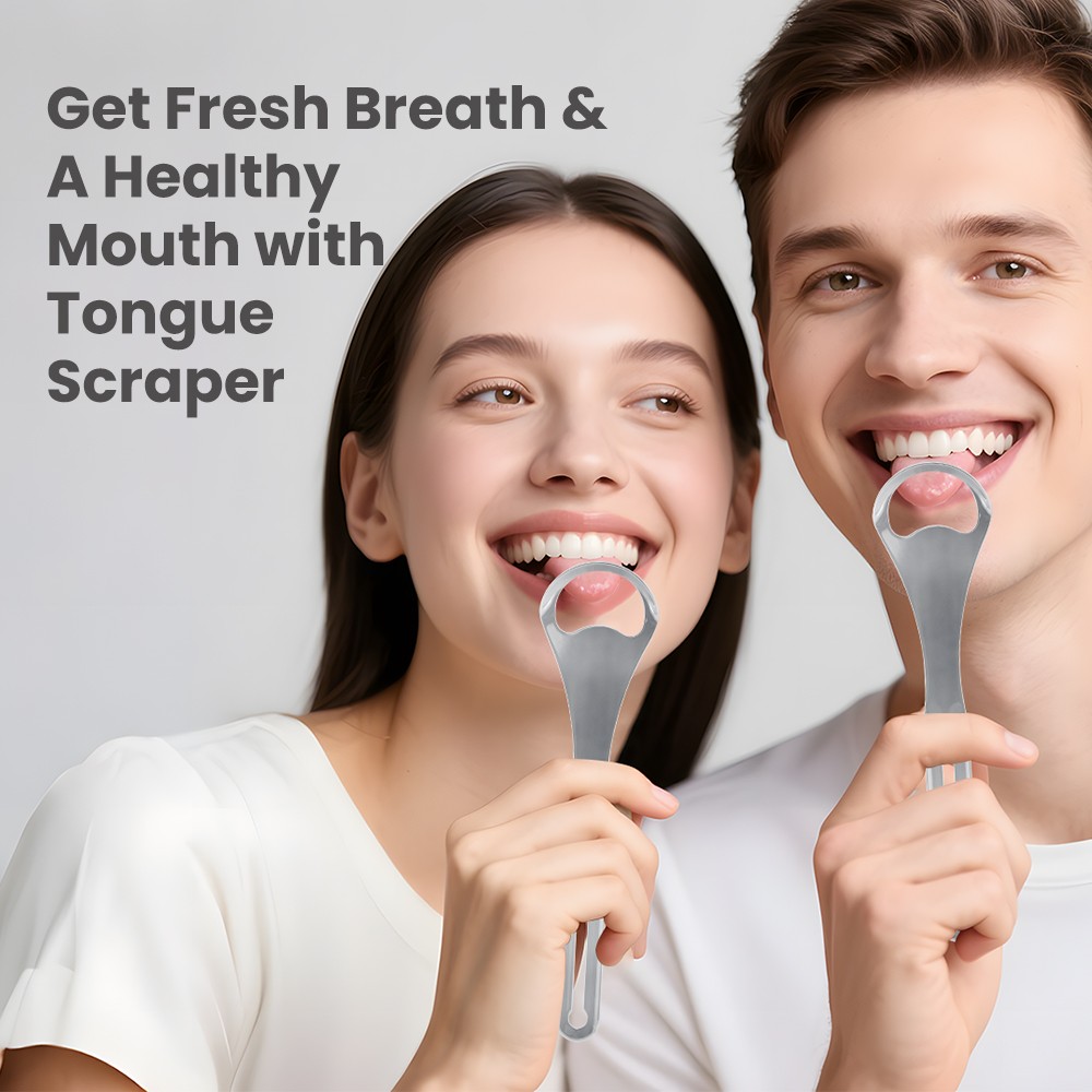 Custom Tongue Scraper Brush Stainless Steel Cleaner with Toothpaste Dispenser Tongue Scraper
