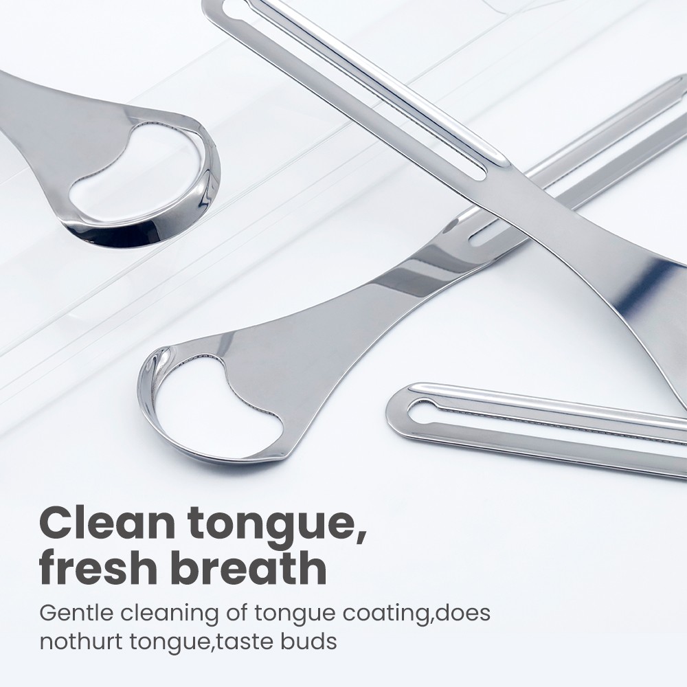 Custom Tongue Scraper Brush Stainless Steel Cleaner with Toothpaste Dispenser Tongue Scraper