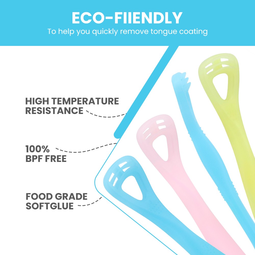 Children Silicone Tongue Scraper Kids Tongue Coating Cleaner Environmentally Friendly Material