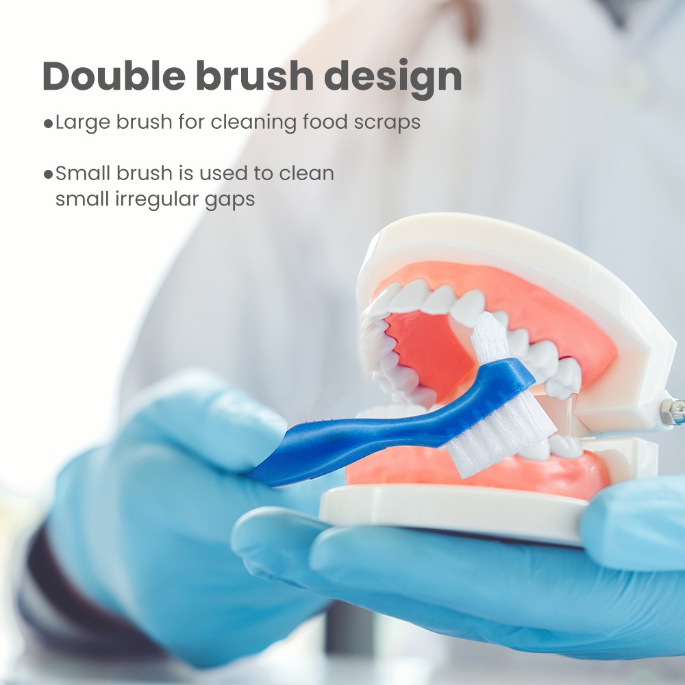 Double Sided False Teeth Brush/Orthodontic Toothbrush/ Dental Denture Oral Hygiene Toothbrush