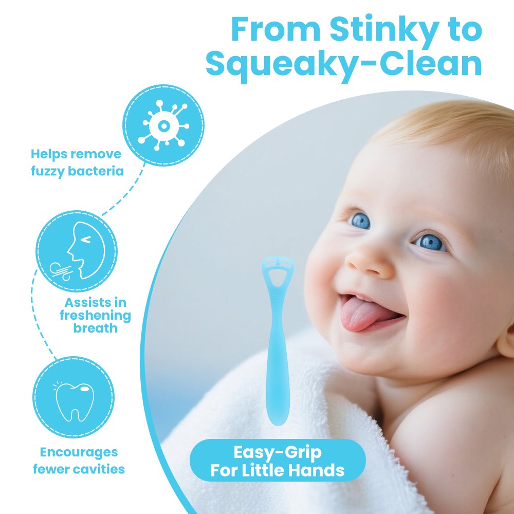 Children Silicone Tongue Scraper Kids Tongue Coating Cleaner Environmentally Friendly Material