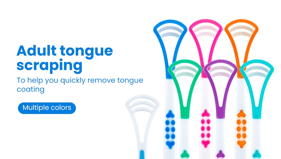 Customizable Blister Card Packaging Adult Plastic Silicone Tongue Cleaner Scraper