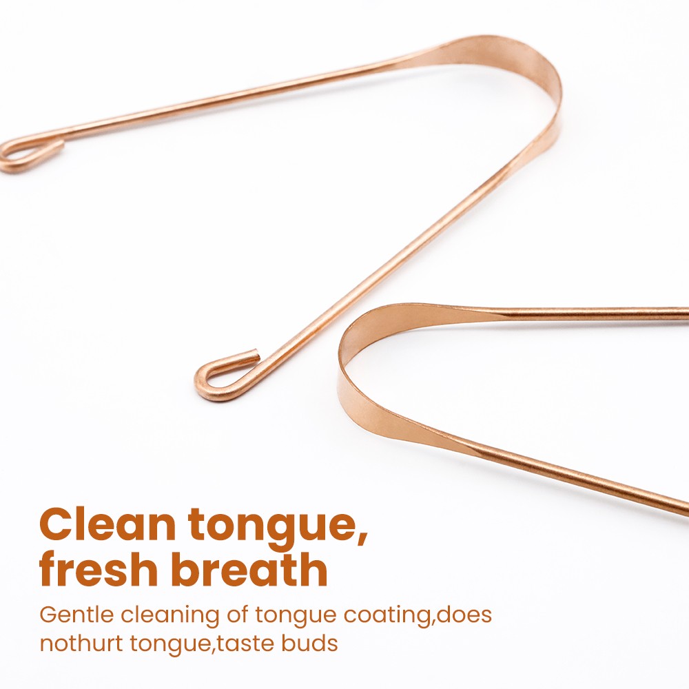 Pure Copper Rose Gold Color Tongue Clearer Scraper for Oral Care Oral Hygiene Oral Cleaning Tools