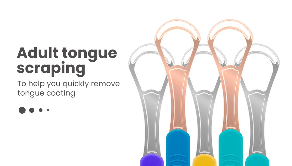 Dual-Effect Tongue Cleaner with Silicone Handle Double Layer Stainless Steel Tongue Scraper Board
