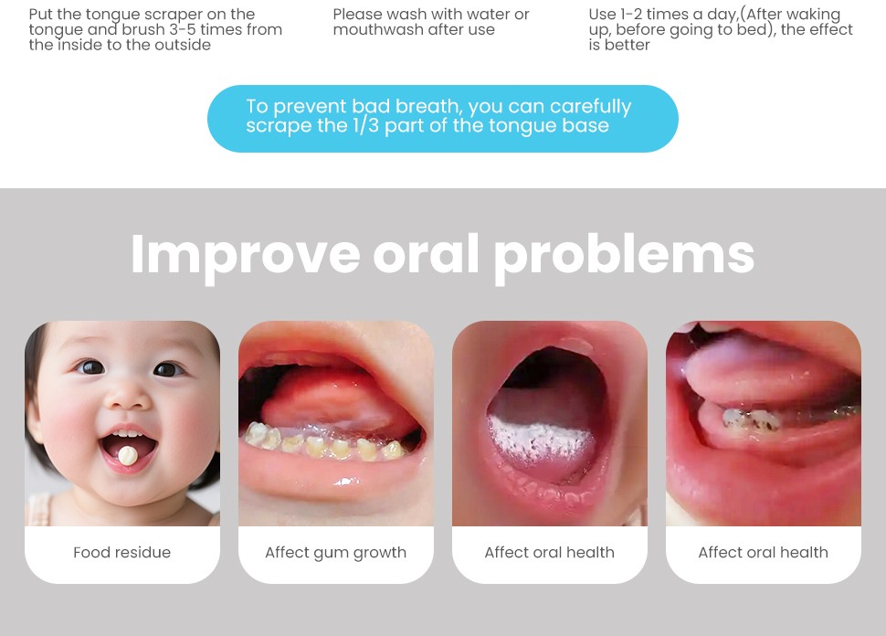 Children Silicone Tongue Scraper Kids Tongue Coating Cleaner Environmentally Friendly Material