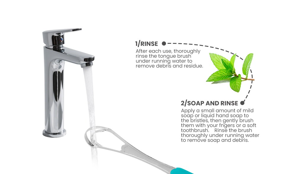 Dual-Effect Tongue Cleaner with Silicone Handle Double Layer Stainless Steel Tongue Scraper Board