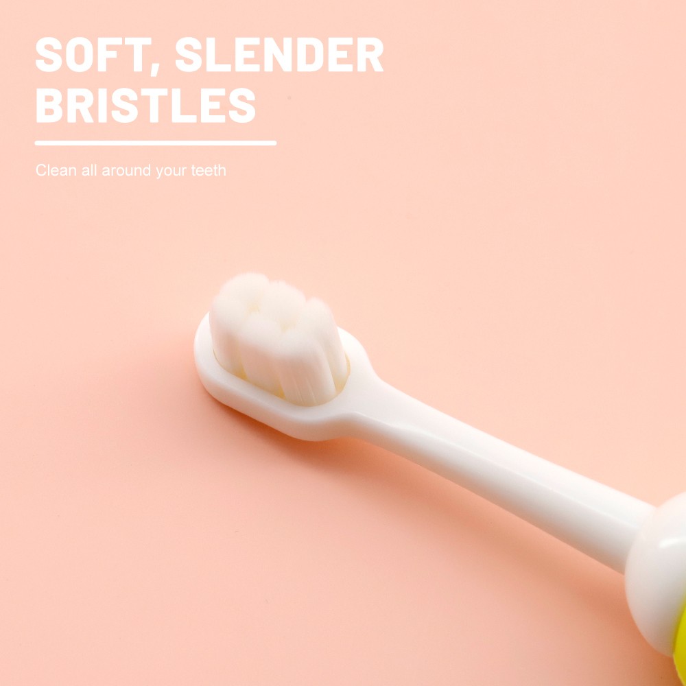 Super Soft Dinosaur Toddler Toothbrush with Tongue Cleaner Extra Soft Bristles for Kids Teeth Cleaning