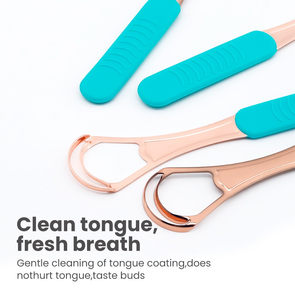 Dual-Effect Tongue Cleaner with Silicone Handle Double Layer Stainless Steel Tongue Scraper Board