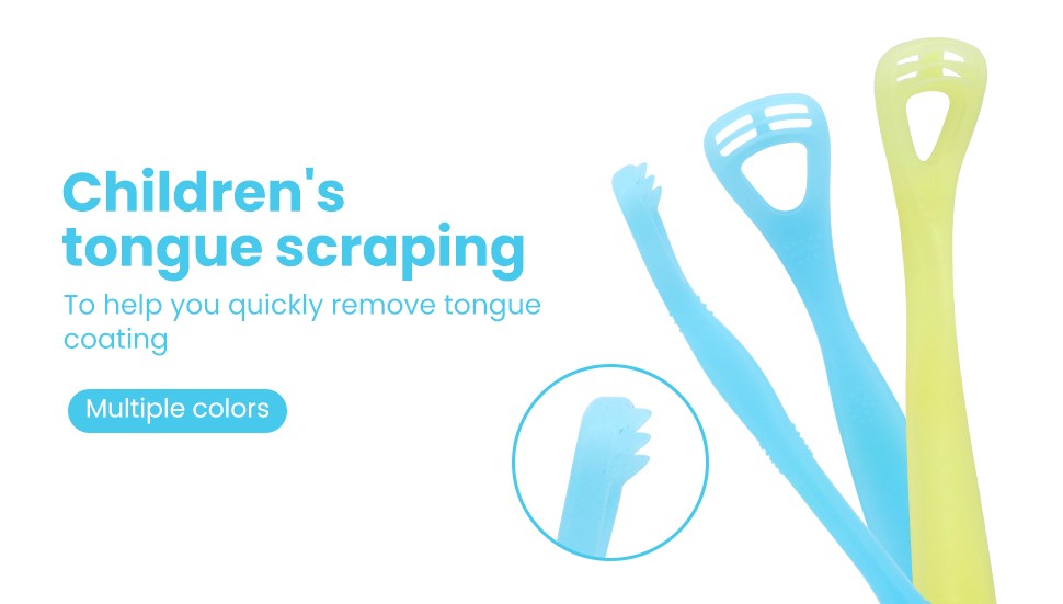 Children Silicone Tongue Scraper Kids Tongue Coating Cleaner Environmentally Friendly Material