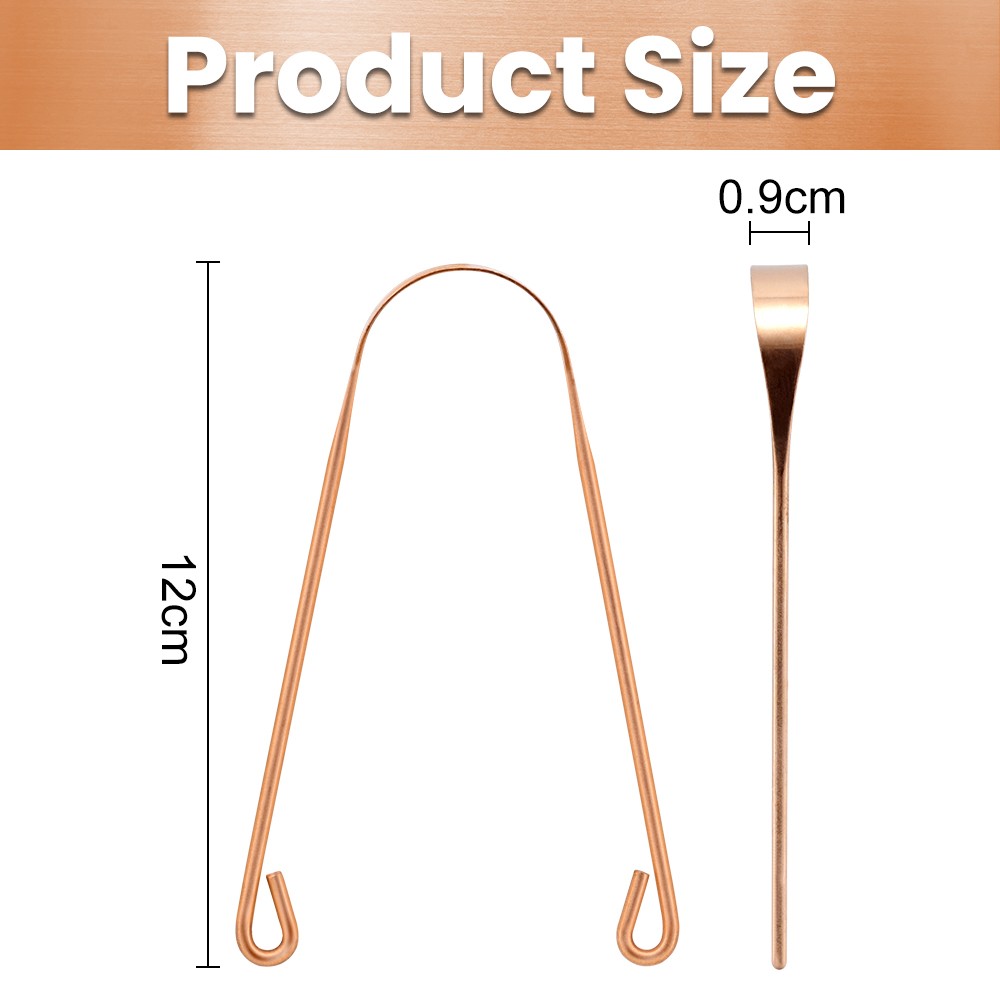 Pure Copper Rose Gold Color Tongue Clearer Scraper for Oral Care Oral Hygiene Oral Cleaning Tools