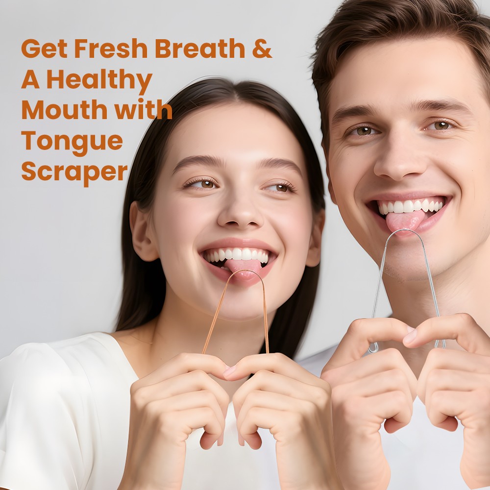 Pure Copper Rose Gold Color Tongue Clearer Scraper for Oral Care Oral Hygiene Oral Cleaning Tools