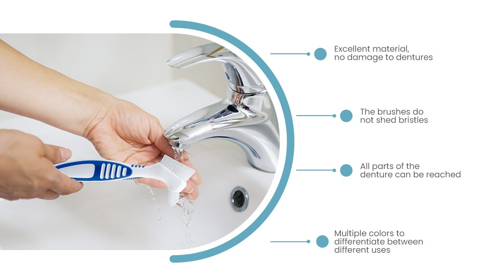 False Teeth Cleaning Brush Denture Brushes Wholesale Denture Toothbrush