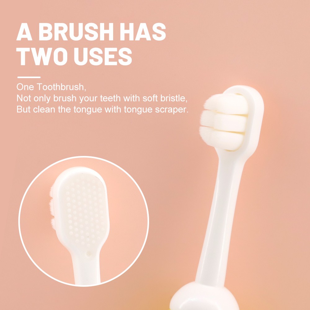 Super Soft Dinosaur Toddler Toothbrush with Tongue Cleaner Extra Soft Bristles for Kids Teeth Cleaning