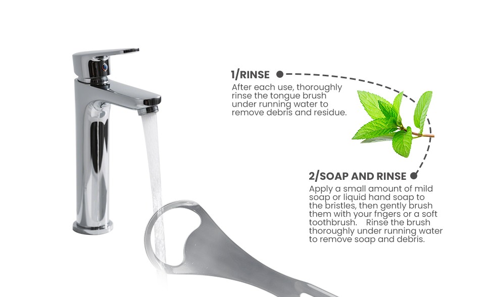 Custom Tongue Scraper Brush Stainless Steel Cleaner with Toothpaste Dispenser