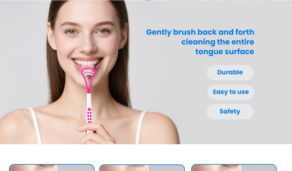 Customizable Blister Card Packaging Adult Plastic Silicone Tongue Cleaner Scraper