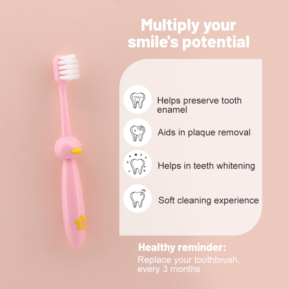 High Quality Cartoon Toothbrush for Kids Soft Baby Brush with Cute Duckbills Pattern for Gum Care OEM